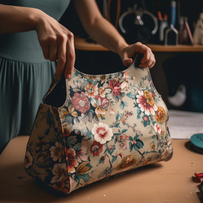 Praca chałupnicza: szycie i zdobienie torebek ręcznie